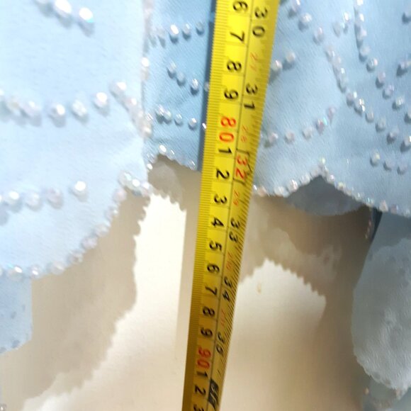 J.R.Nites Blue Women 26/24 Church Formal Suit Handkerchief Hem Crystal Beading - Picture 9 of 9